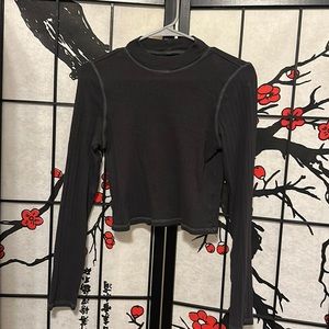M American Eagle Black Crop Mockneck